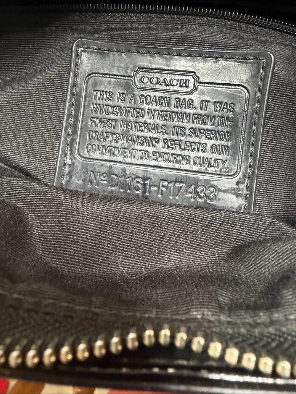 Coach Signature Black & Khaki Canvas Tote Shoulder Bag Purse Leather Trim F17433
